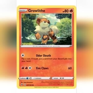 Growlithe Pokemon Card 🔥 80 HP 🟡 027/192